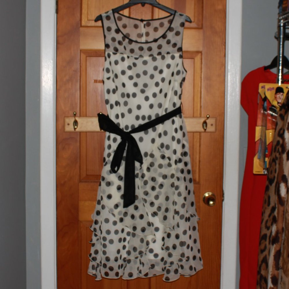 Dressbarn Polka Dot Print Ruffled Layered Dress